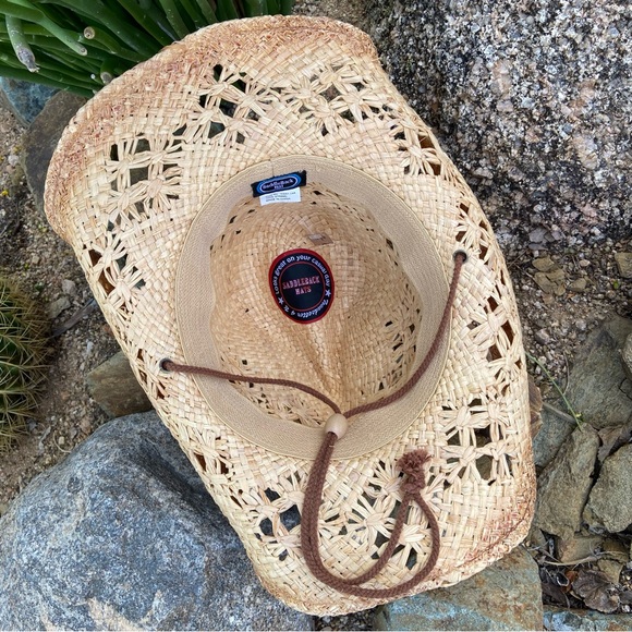 Straw Cowboy Hat ⭐️NWT Brown Band Saddleback Hats - Picture 5 of 13